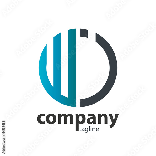 Initial Letter WI WJ With Linked Circle Logo
