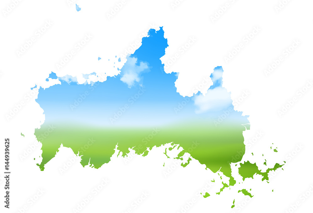 Obraz premium 山口 地図 風景 アイコン 