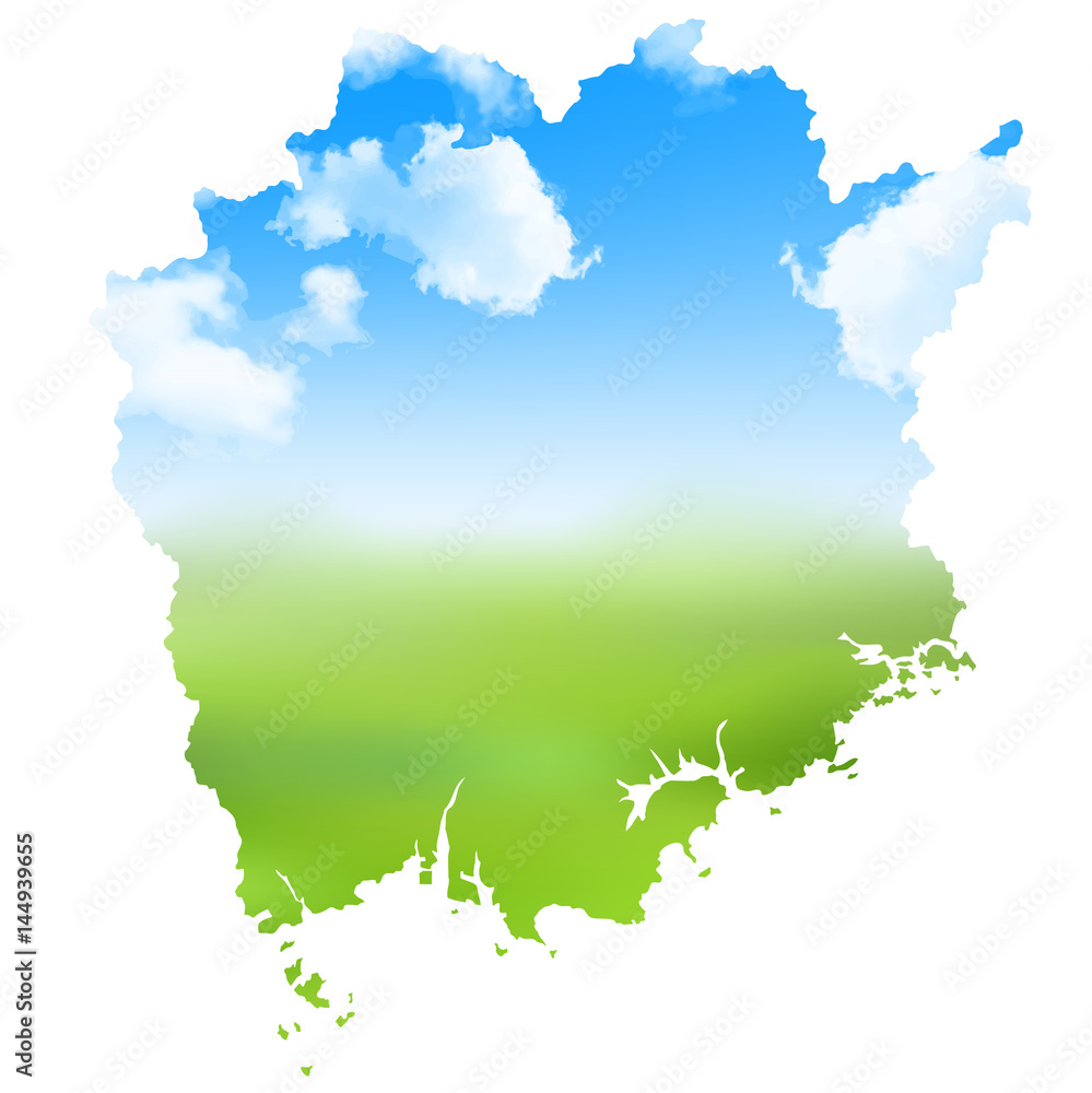 Obraz premium 岡山 地図 風景 アイコン