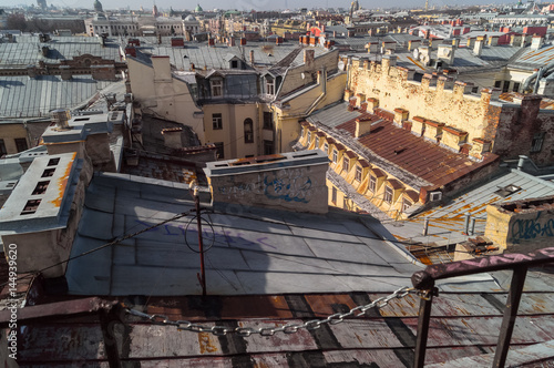 .A view of St. Petersburg  from the height roofs of old part of the city, St. Petersburg , Russia. © larisa_stock