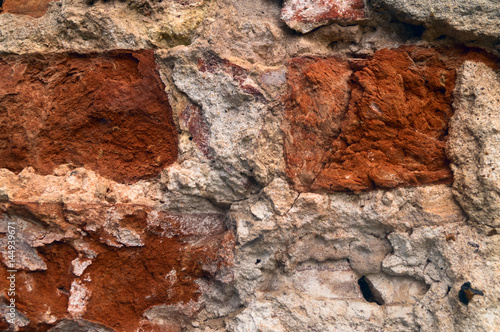 A part of Old Red brick wall , textured background,horisontal image.