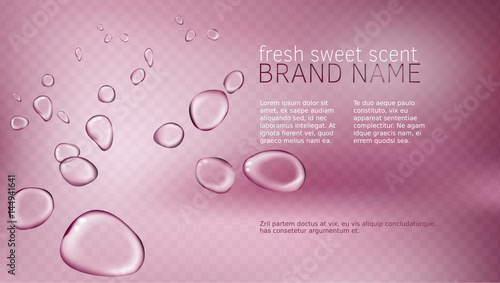 Vector 3D illustration pink poster with watery texture for advertising a moisturizing cosmetic product