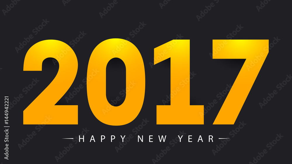 2017 Happy New Year on black background. Vector illustration. EPS10