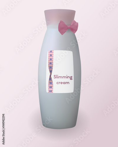 Slimming cream vector illustration. Formula health body skin. Anticellulite lotion.