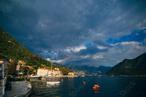 The old fishing town of Perast on the shore of Kotor Bay in Montenegro. © Nadtochiy