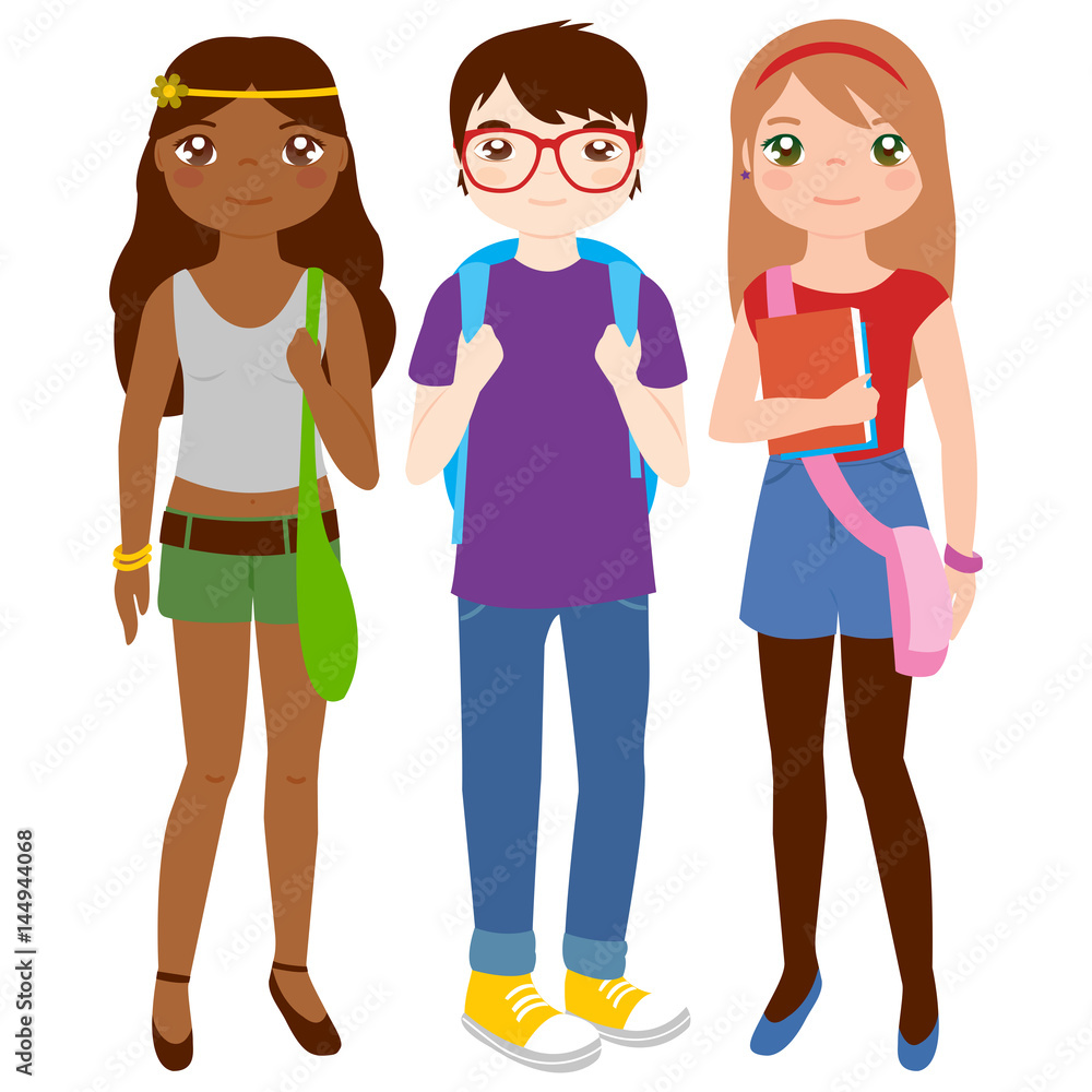 Group of teenager students. Vector illustration Group of teenager students. Vector illustration