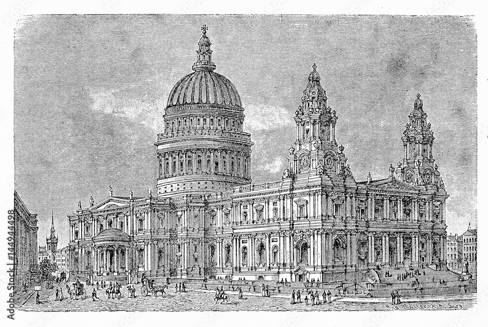 Φωτογραφία St Paul's Cathedral in London, rebuilt in limestone  and baroque style after the Great Fire of  1666, is an Anglican cathedral and the mother church of the Diocese of London