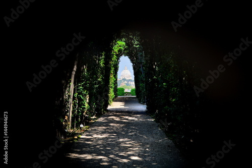A fantastic view of St. Peter's dome through the keyhole on the gate to the headquarters of the Knights of Malta on Rome's Aventine Hill