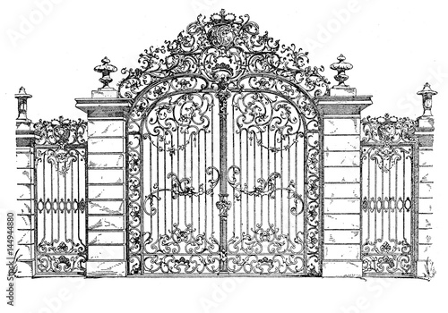 Baroque iron gate to the palace gardens in Karlsruhe, from XVII century.