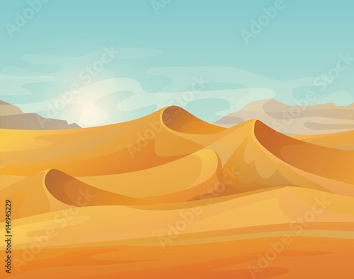 Outdoor panorama on desert landscape