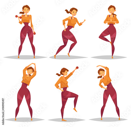 Woman or girl doing sport exercise