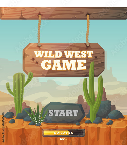 Start screen for wild west web or mobile game