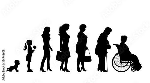 Vector illustration of generation of woman.