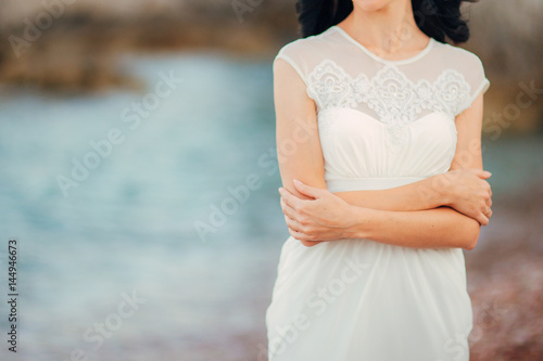 Female hands close up outdoor. Wedding in Montenegro