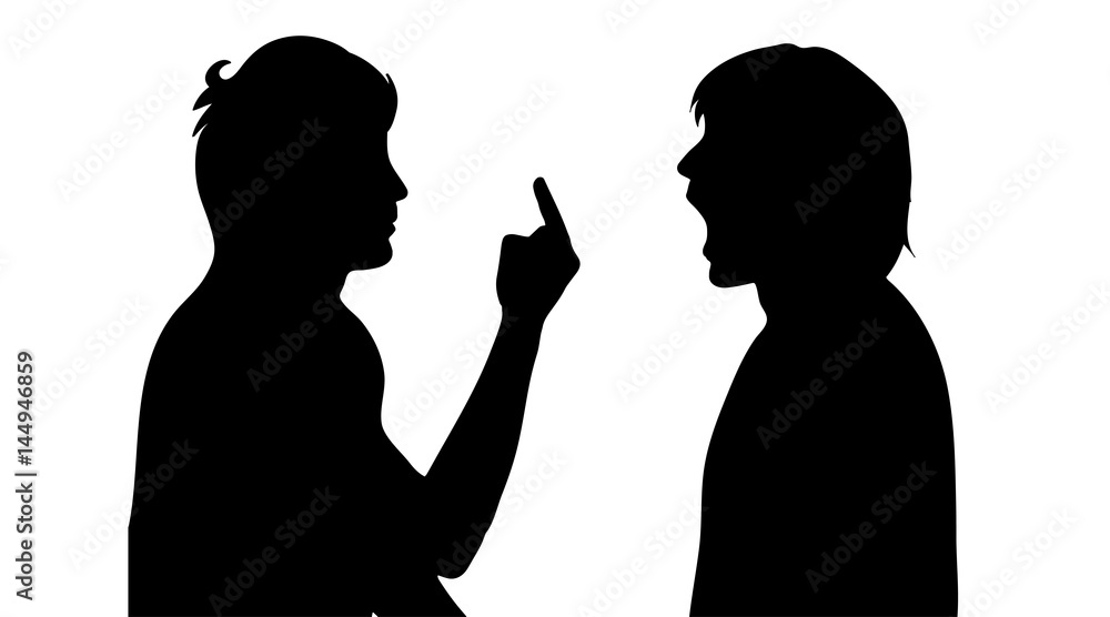 Vector silhouette of couple on white background.