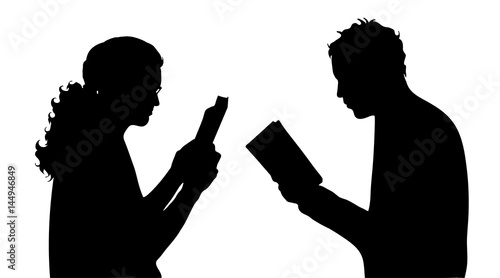 Vector silhouette of couple on white background.