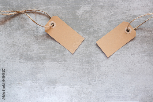 Gift tags made from recycled paper with string