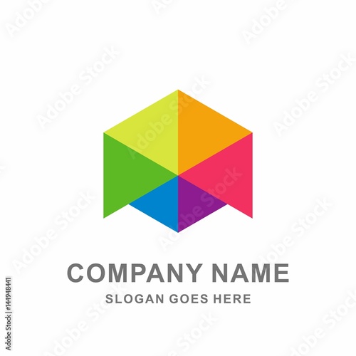 Free Download Colorful Geometric Triangle Hexagon Arrow Wings Interior Space Cube Box Business Company Stock Vector Logo Design Template - GFXLoad