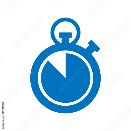Icono plano cronometro cuenta atras azul en fondo blanco