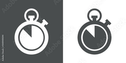Icono plano cronometro cuenta atras gris y blanco
