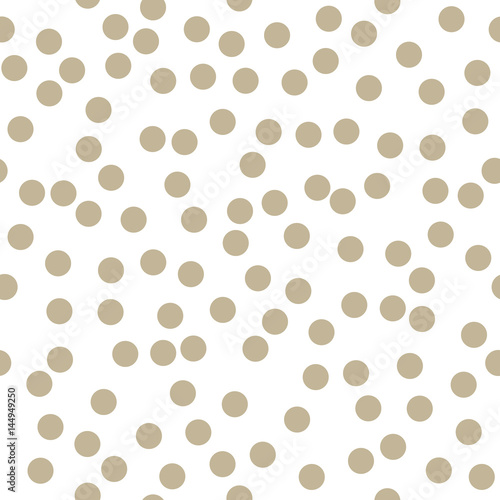Polka Dots Pattern ,Gold Dots on White Background, Seamless Pattern for Fabric and Wrapping Paper, Vector Illustration