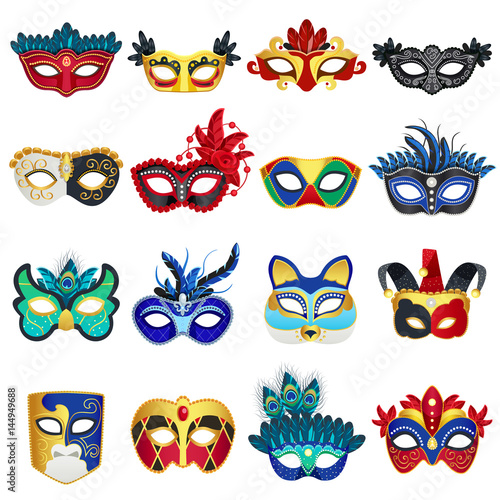 Venetian Carnival Masks Set