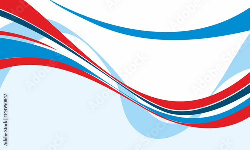 Abstract background with red, blue and white wavy lines. Vector illustration