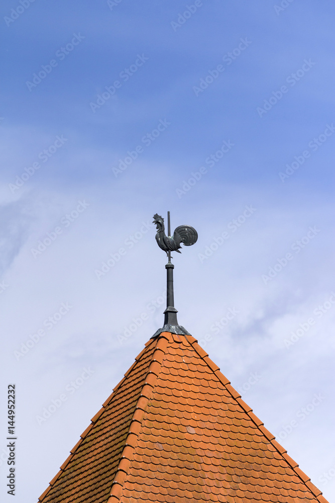 Weathercock on the church in Ócsa, Hungary