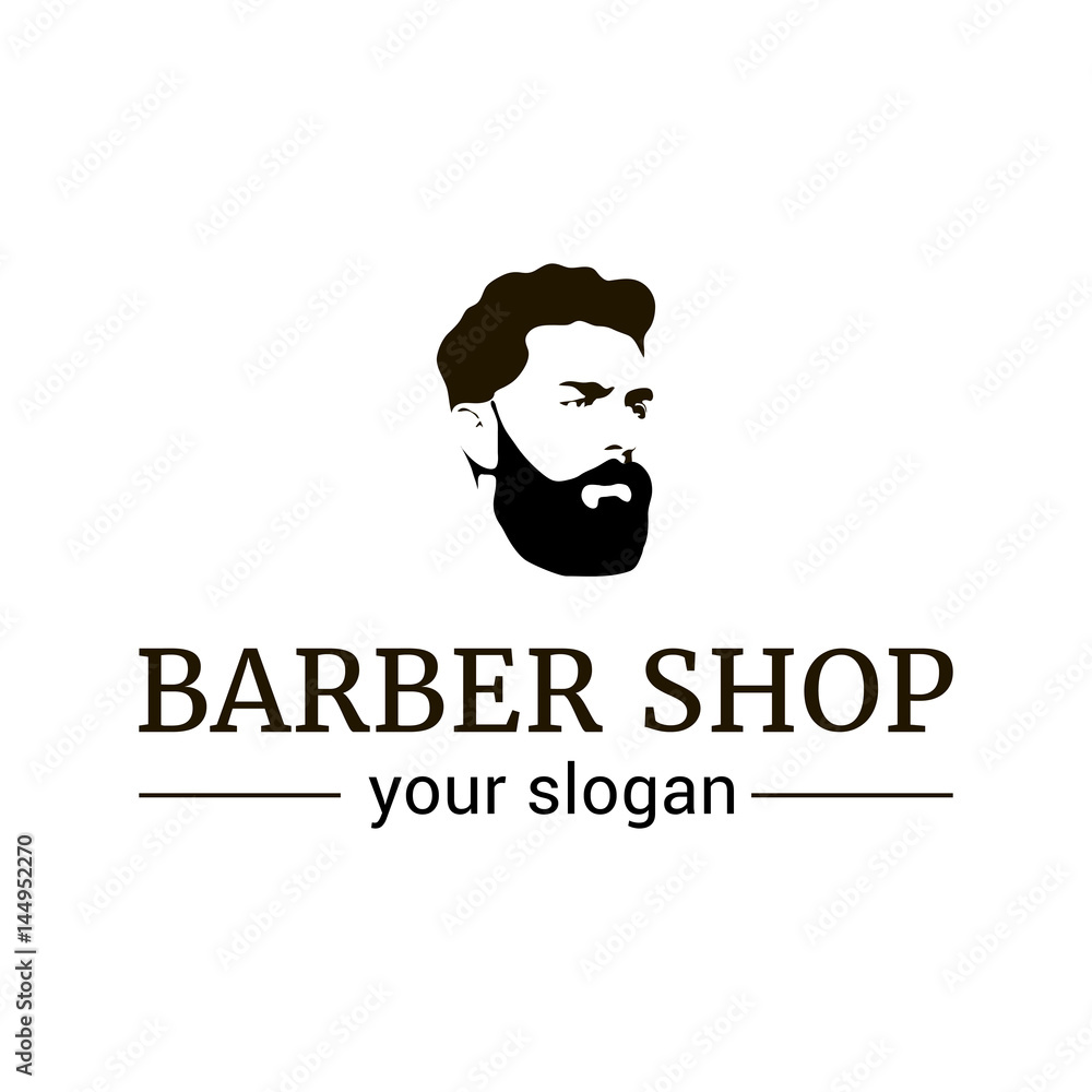 Vector logo template for barber shop. Illustration of man with beard.