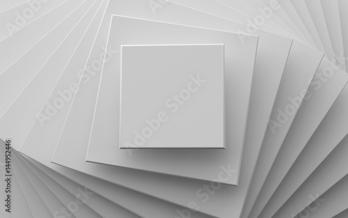 white background of different scale square planes