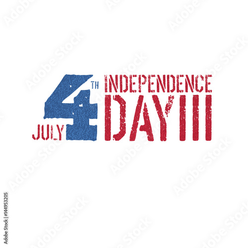 Independence day  4th July logotype. Patriotic typography design template.  Grunge textures in layers and can be edited.