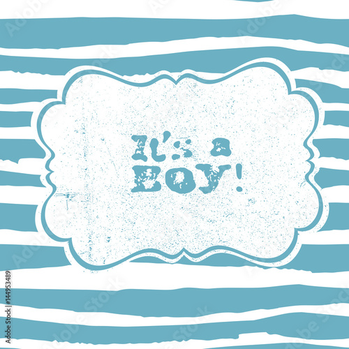 It's a boy lettering. Baby shower party design element. Vector greeting labels.