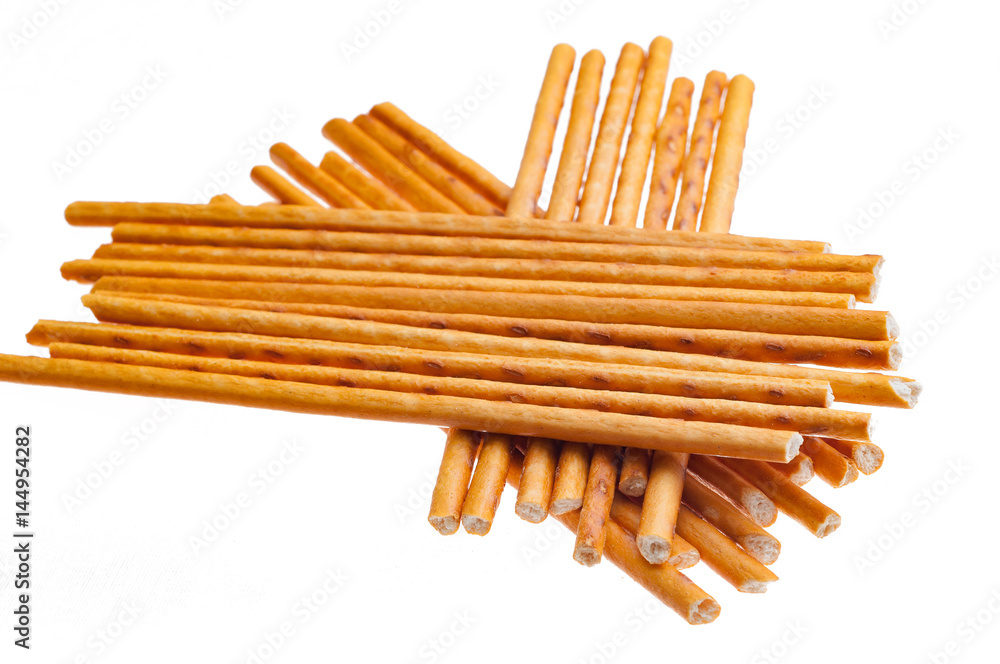 Salted pretzels isolated over white background Salted pretzels isolated over white background