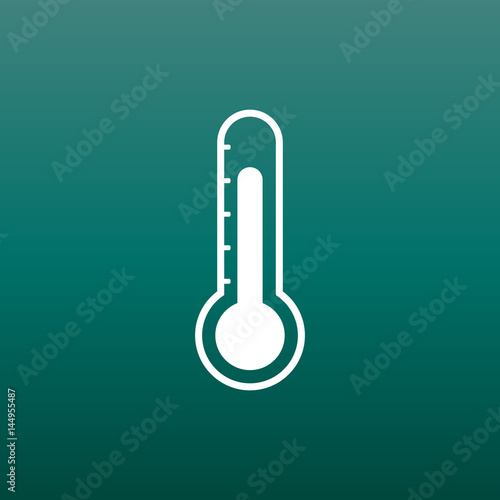Thermometer icon. Goal flat vector illustration on green background.