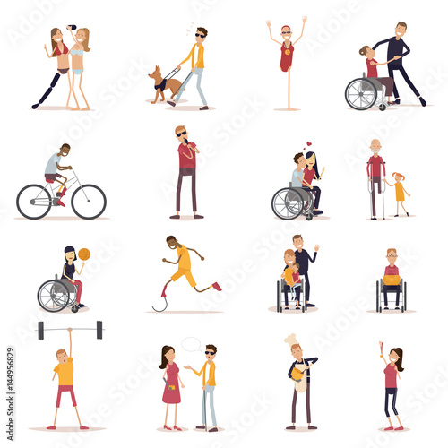 Disabled People Icons Set