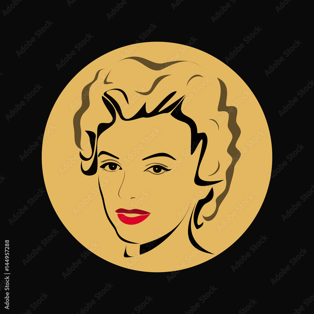 Beauty logo. Woman's face. Abstract concept. Flat design. Vector illustration, gold-black background. Beauty logo. Woman's face. Abstract concept. Flat design. Vector illustration, gold-black background.