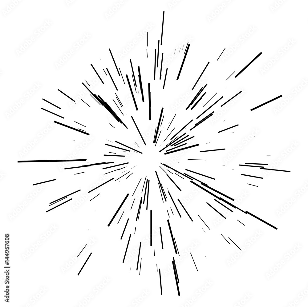 Sunburst design element. Vector illustration. Icon black on white. Design element for logo, signs. Linear drawing of rays of the sun in dynamic style. Sunburst design element. Vector illustration. Icon black on white. Design element for logo, signs. Linear drawing of rays of the sun in dynamic style.