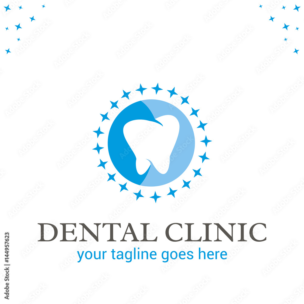 Vector logo template for dental clinic. Tooth icon. Logotype concept  emblem for dentist.