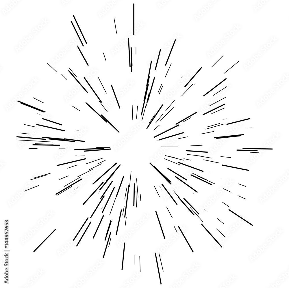 Sunburst design element. Vector illustration. Icon black on white. Design element for logo, signs. Linear drawing of rays of the sun in dynamic style. Sunburst design element. Vector illustration. Icon black on white. Design element for logo, signs. Linear drawing of rays of the sun in dynamic style.