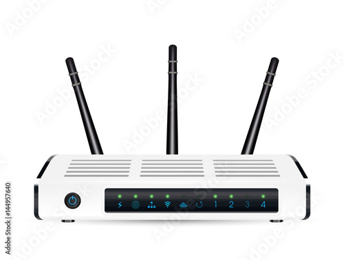 a real 3d ADSL wifi modem router on a white background