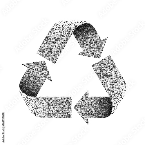 Stippled Recycle sign. Vector illustration.