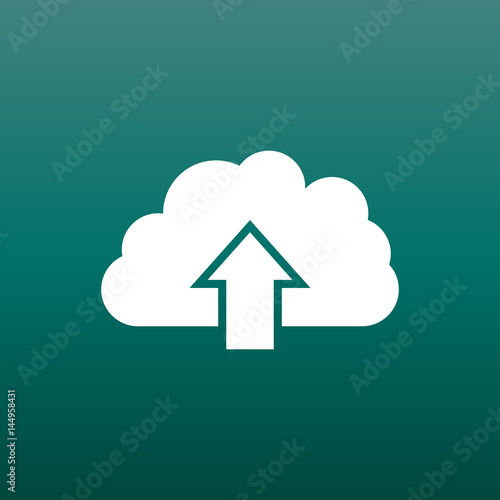 Cloud icon. Internet download symbol. Flat vector illustration on green background.