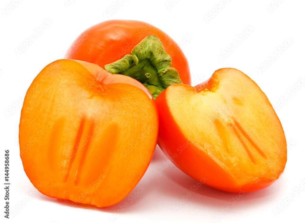 Orange ripe persimmon isolated on white Orange ripe persimmon isolated on white