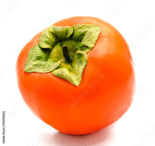 Orange ripe persimmon isolated on white