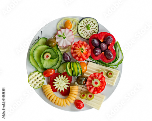Vegetarian breakfast plate, top view