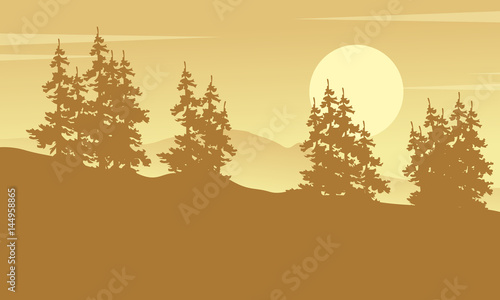 Silhouette of forest spruce vector art