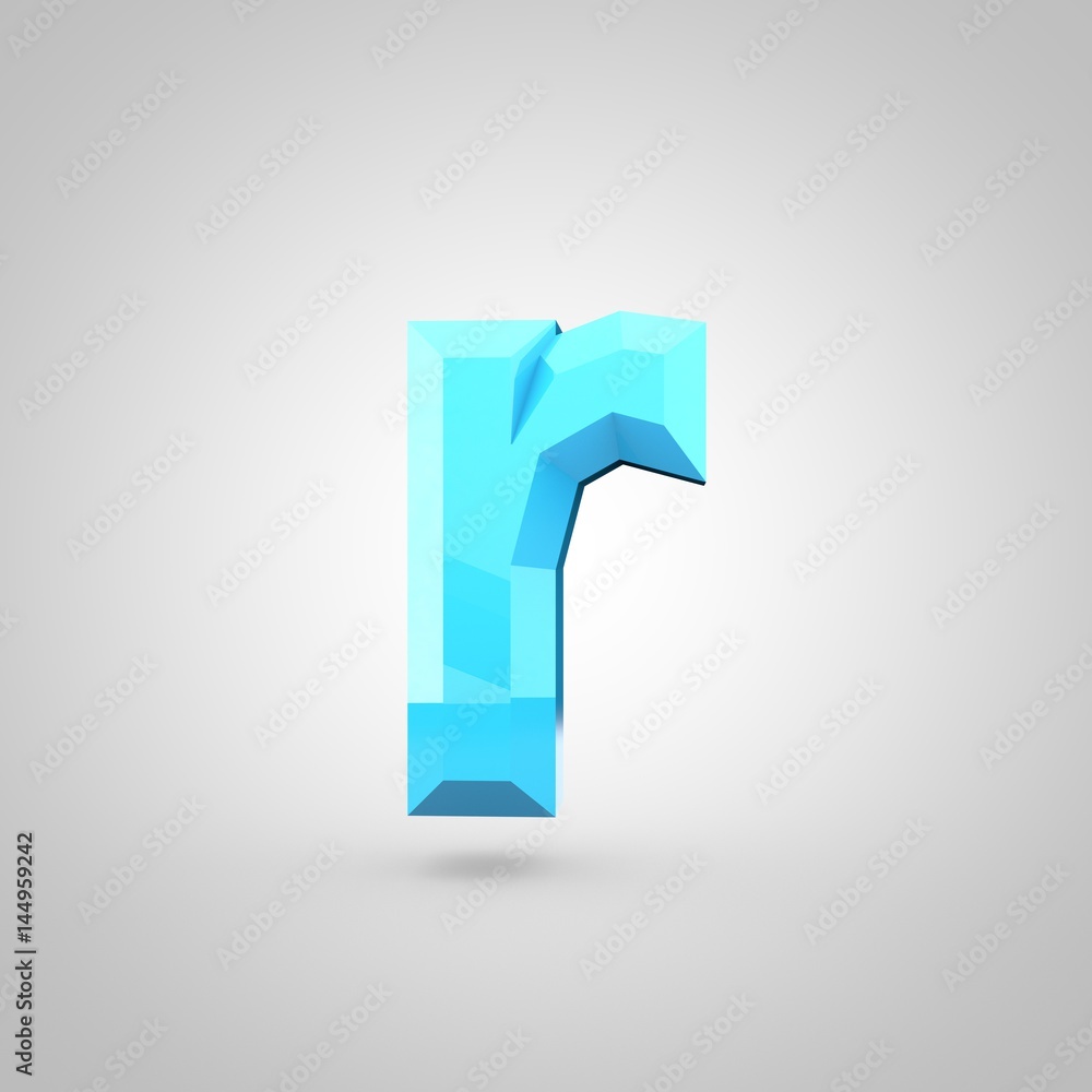 Blue low poly alphabet letter R lowercase isolated on white background ...