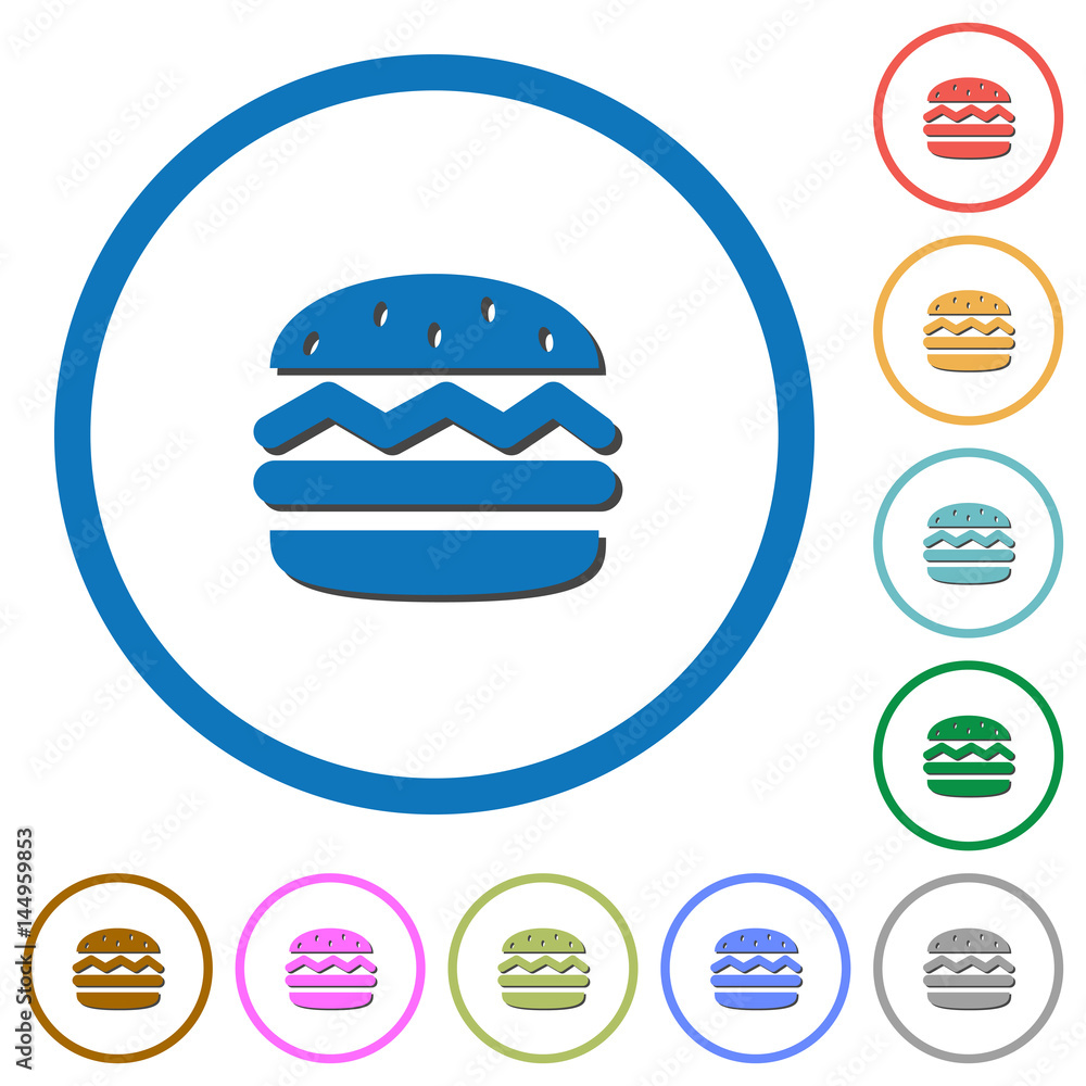 Fototapeta premium Single hamburger icons with shadows and outlines