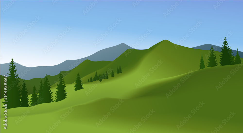 Mountain landscape with green meadow Mountain landscape with green meadow