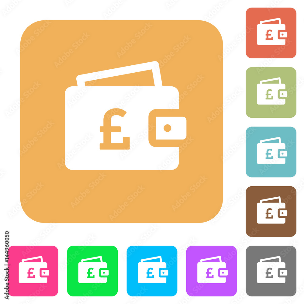 Pound wallet rounded square flat icons Pound wallet rounded square flat icons